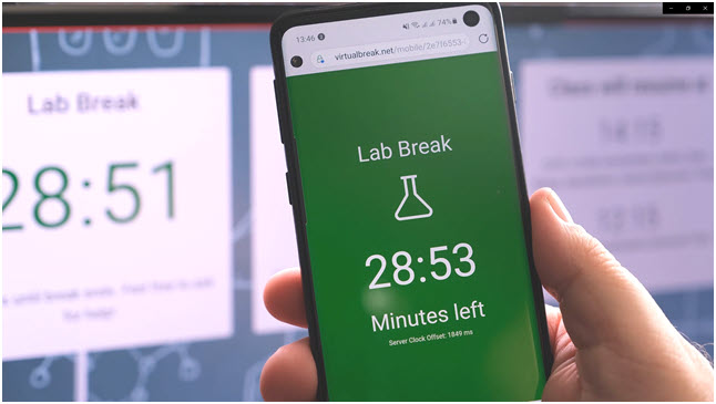 mobile phone showing break timer